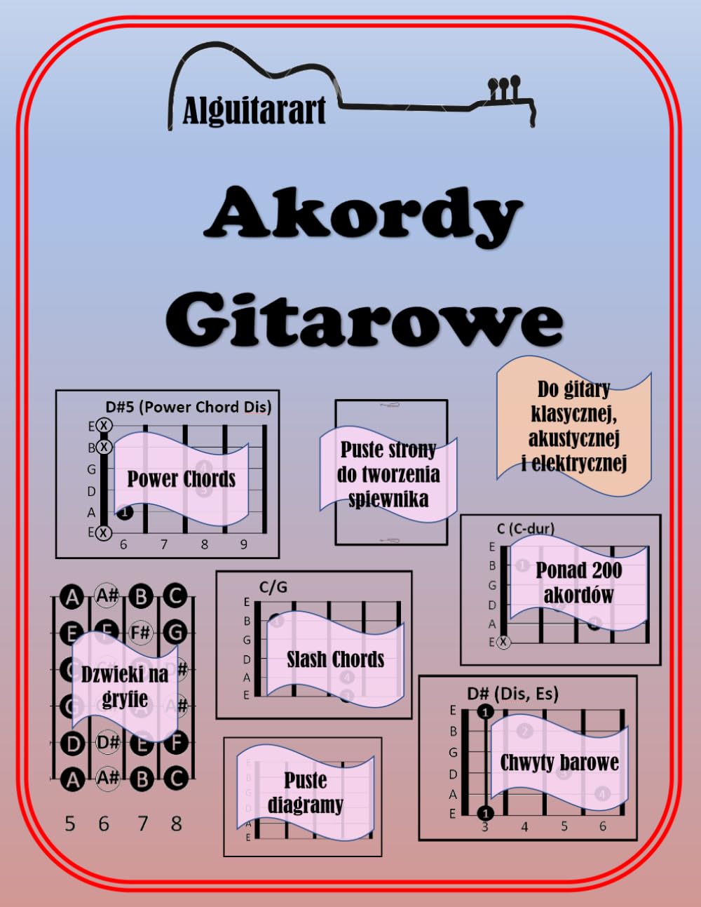 Akordy gitarowe / Chwyty gitarowe dla początkujących i zaawansowanych, opisane prostymi diagramami
