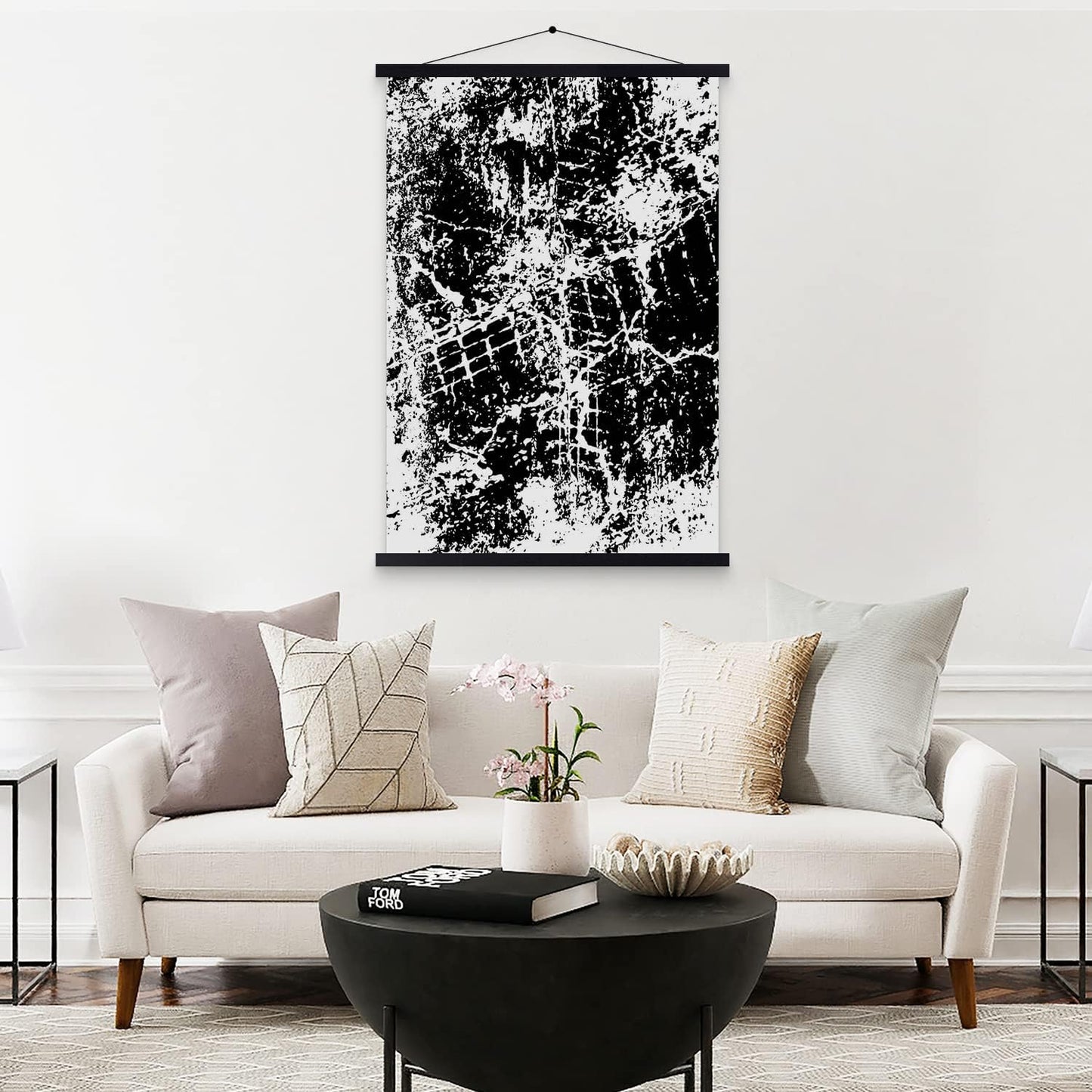 Benjia Drewniany pasek magnetyczny do zawieszenia plakatów i druków artystycznych B1, 71 cm, czarny
