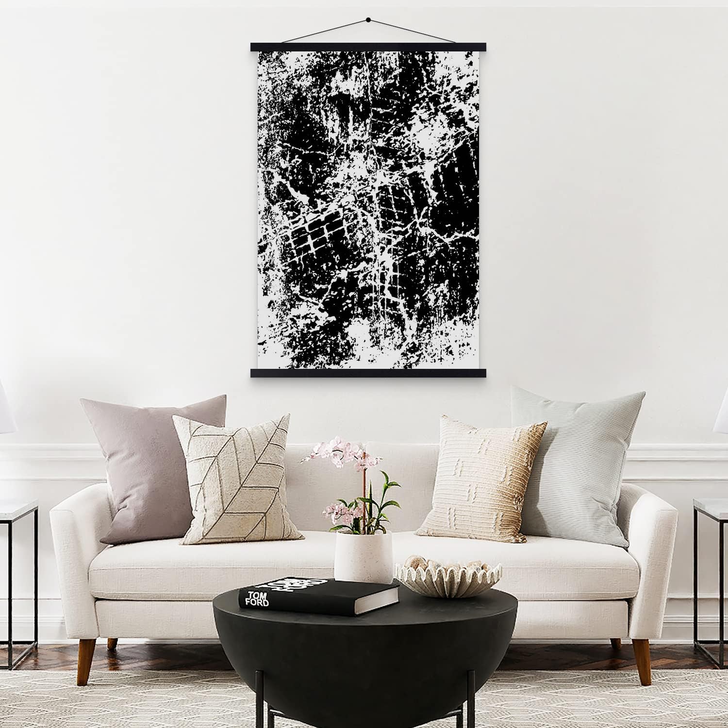 Benjia Drewniany pasek magnetyczny do zawieszenia plakatów i druków artystycznych B1, 71 cm, czarny