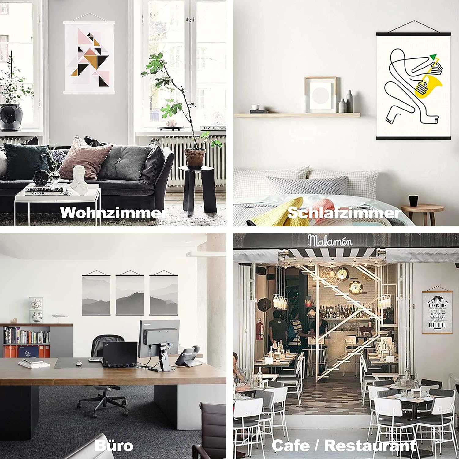 Listwa plakatowa A1, listwa plakatowa, 61 cm, magnetyczne drewno, do zawieszania, ramy, listwy, obrazy, ramka na zdjęcia, ramka na zdjęcia 60 x 90 cm, 61 x 91,5, 60 x 40 cm (61 cm, czarna)
