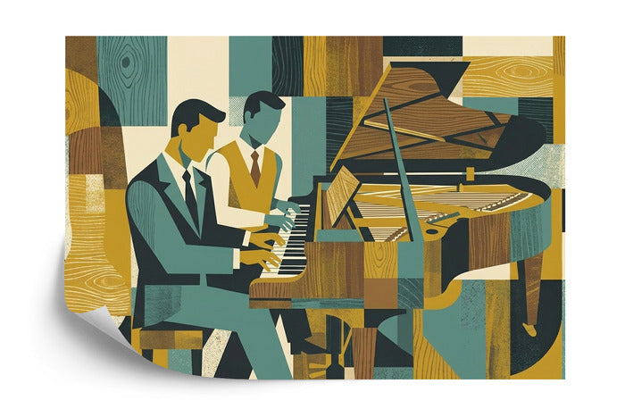 Fototapeta Harmonia Rytmu: Fortepian w Stylu Retro-Kubizmu
