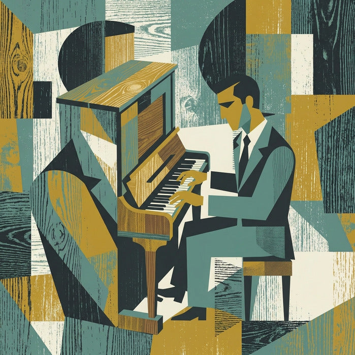 Obraz na płótnie Dusza Melodii: Pianino w Stylu Mid-Century Modern