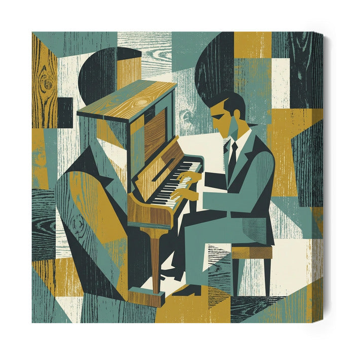 Obraz na płótnie Dusza Melodii: Pianino w Stylu Mid-Century Modern