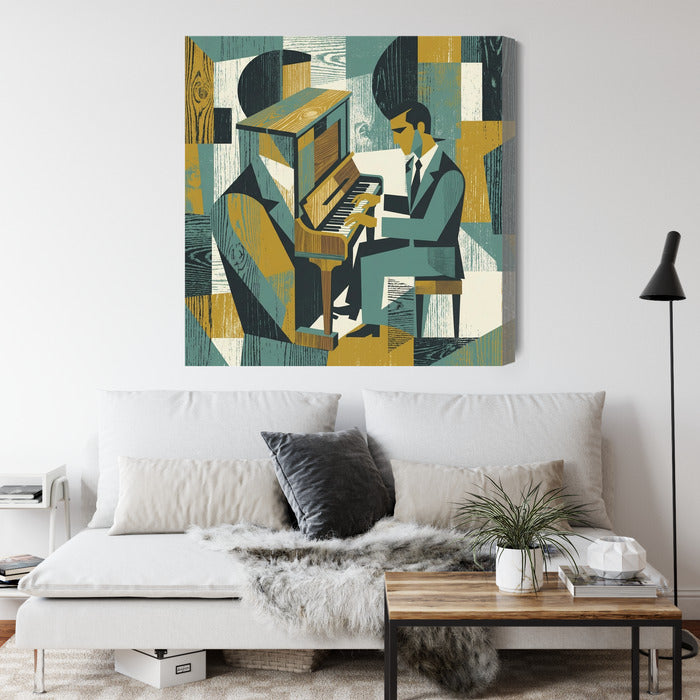 Obraz na płótnie Dusza Melodii: Pianino w Stylu Mid-Century Modern