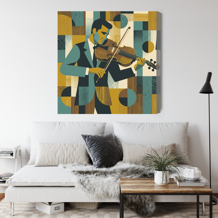 Obraz na płótnie Ekspresja Smyczka: Skrzypce w Stylu Mid-Century Modern
