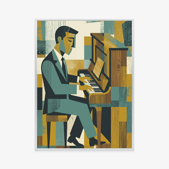 Plakat Dusza Melodii: Pianino w Stylu Mid-Century Modern