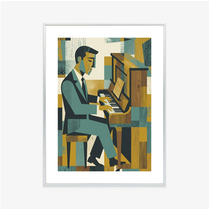 Plakat Dusza Melodii: Pianino w Stylu Mid-Century Modern