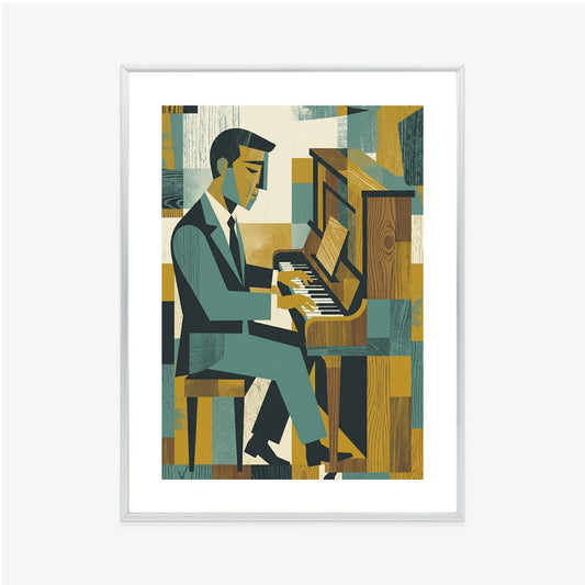 Plakat Dusza Melodii: Pianino w Stylu Mid-Century Modern