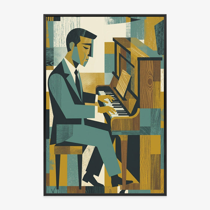 Plakat Dusza Melodii: Pianino w Stylu Mid-Century Modern