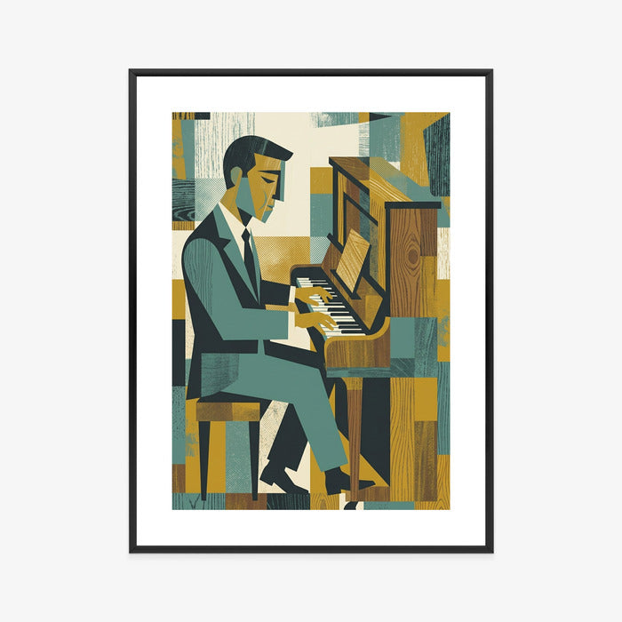 Plakat Dusza Melodii: Pianino w Stylu Mid-Century Modern