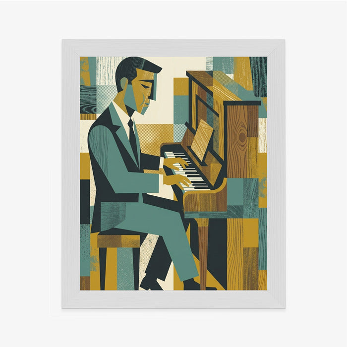 Plakat Dusza Melodii: Pianino w Stylu Mid-Century Modern