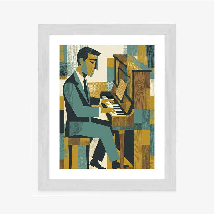 Plakat Dusza Melodii: Pianino w Stylu Mid-Century Modern