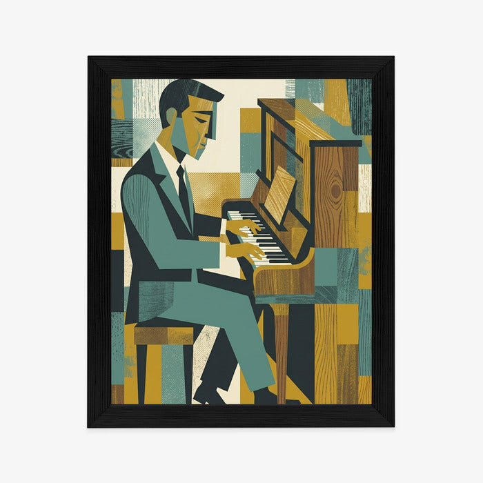Plakat Dusza Melodii: Pianino w Stylu Mid-Century Modern