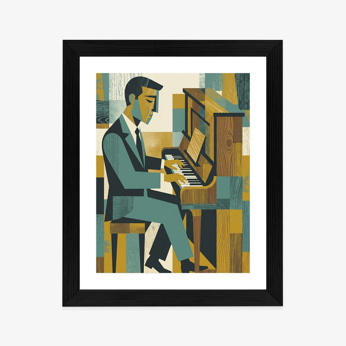 Plakat Dusza Melodii: Pianino w Stylu Mid-Century Modern