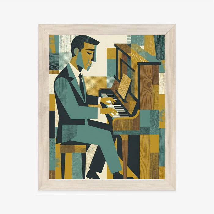 Plakat Dusza Melodii: Pianino w Stylu Mid-Century Modern
