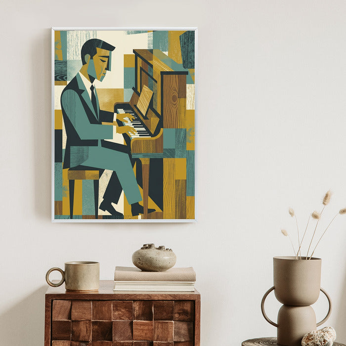 Plakat Dusza Melodii: Pianino w Stylu Mid-Century Modern