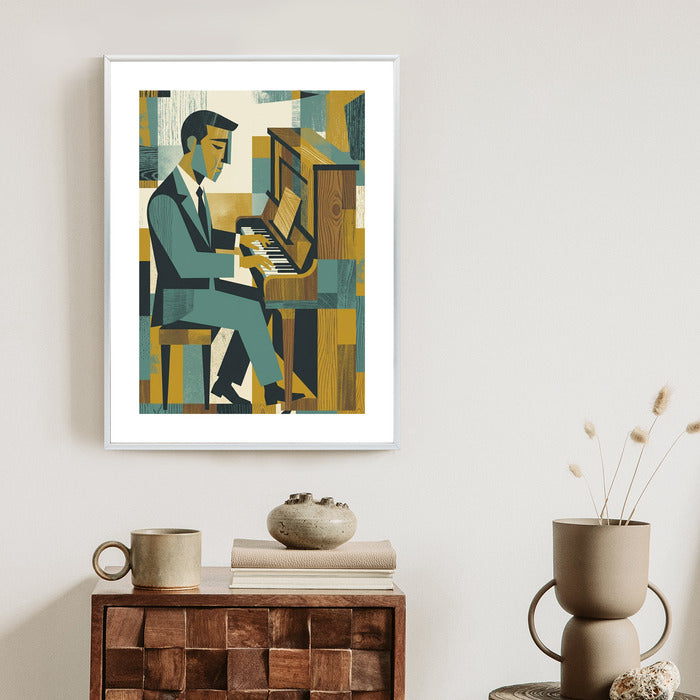 Plakat Dusza Melodii: Pianino w Stylu Mid-Century Modern
