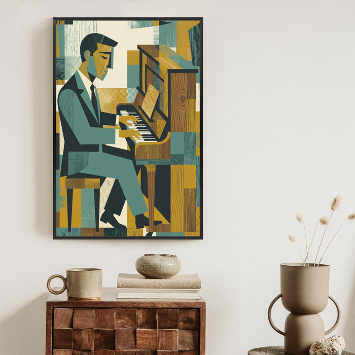 Plakat Dusza Melodii: Pianino w Stylu Mid-Century Modern
