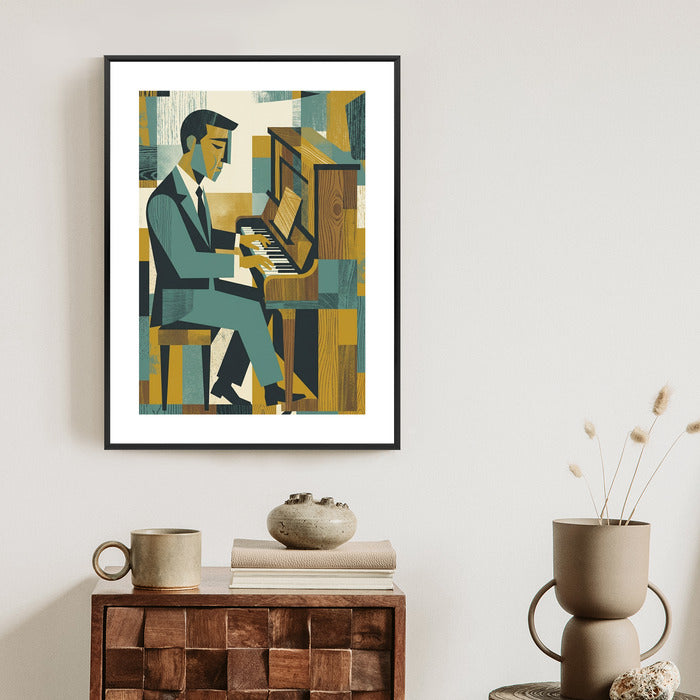 Plakat Dusza Melodii: Pianino w Stylu Mid-Century Modern