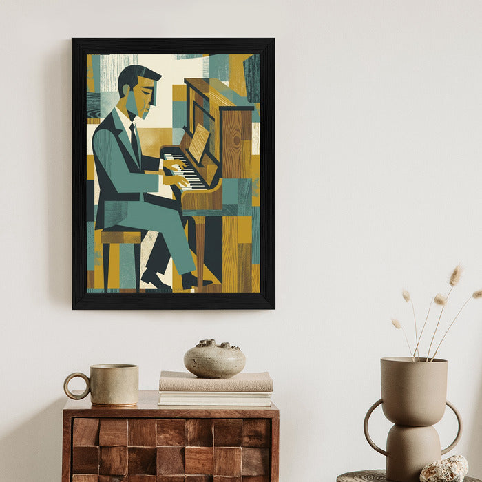 Plakat Dusza Melodii: Pianino w Stylu Mid-Century Modern