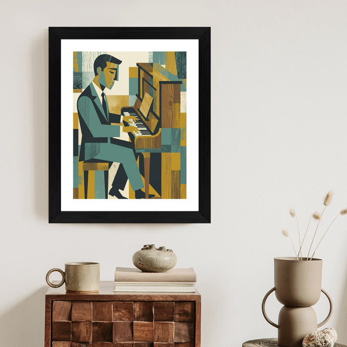 Plakat Dusza Melodii: Pianino w Stylu Mid-Century Modern