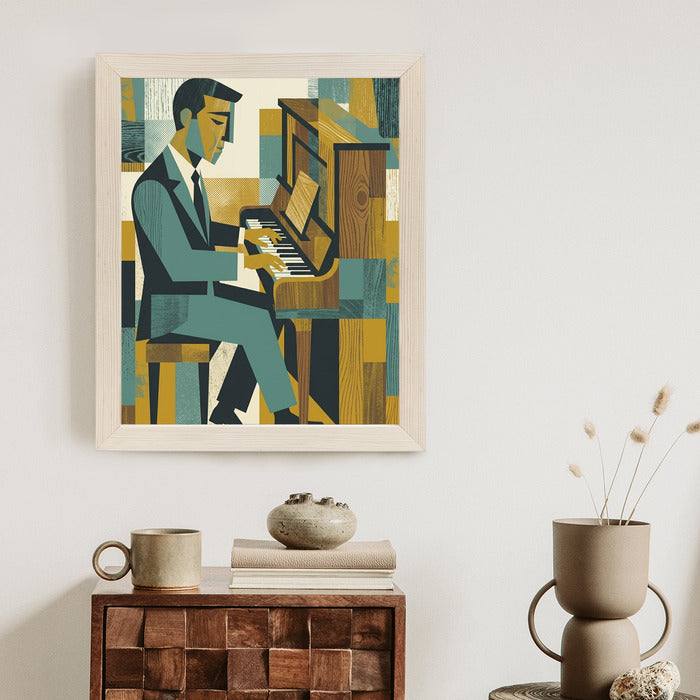 Plakat Dusza Melodii: Pianino w Stylu Mid-Century Modern