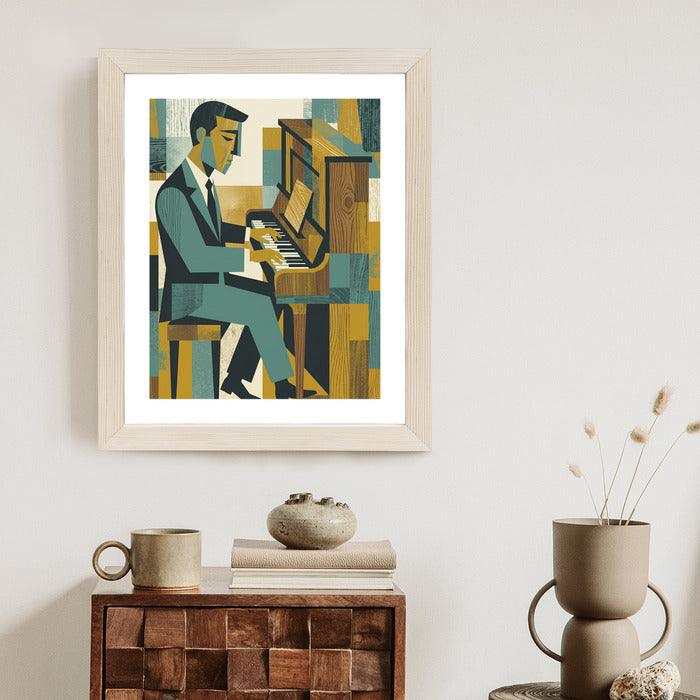 Plakat Dusza Melodii: Pianino w Stylu Mid-Century Modern
