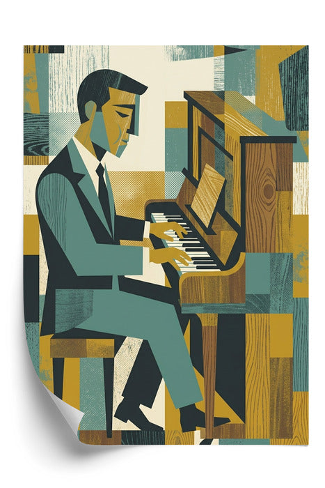 Plakat Dusza Melodii: Pianino w Stylu Mid-Century Modern