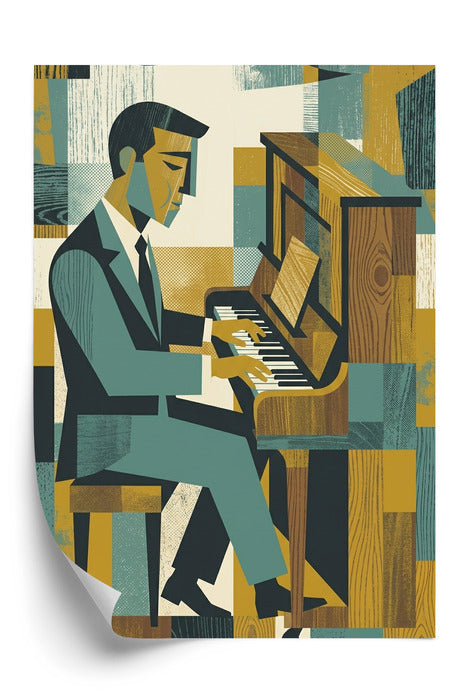 Plakat Dusza Melodii: Pianino w Stylu Mid-Century Modern