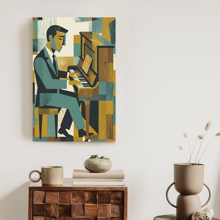 Plakat Dusza Melodii: Pianino w Stylu Mid-Century Modern
