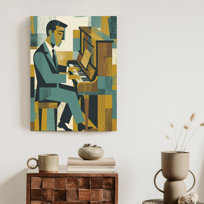 Plakat Dusza Melodii: Pianino w Stylu Mid-Century Modern